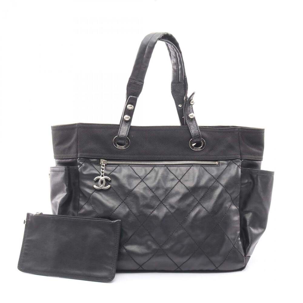 CHANEL Black Leather Tote Bag
